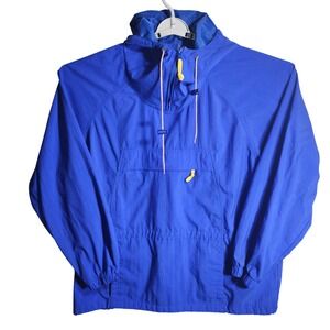 Eddie Bauer Pullover Anorak Windbreaker Jacket Mens XL‎ Blue Nylon Hooded